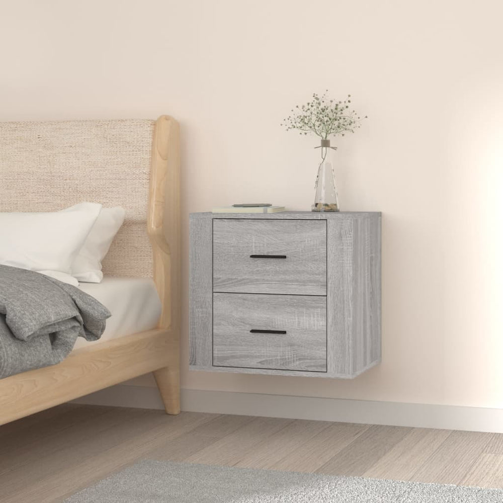 vidaXL Wall-Mounted Nightstand Sonoma Grey 50x36x47 cm