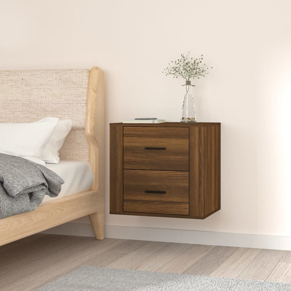 vidaXL Wall-Mounted Nightstand Brown Oak Look 50x36x47 cm