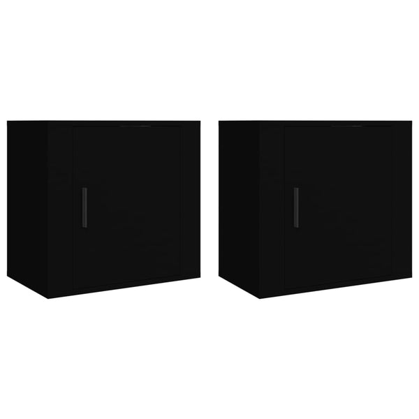 Wand-Nachttische Schwarz, 2er-Set