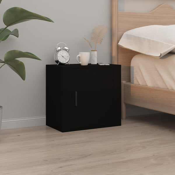 Wand-Nachttische Schwarz, 2er-Set