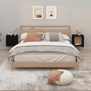 Wand-Nachttische Schwarz, 2er-Set