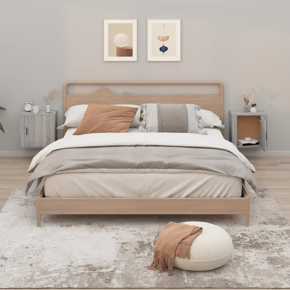 Wand-Nachttische Grau Sonoma 2er Set