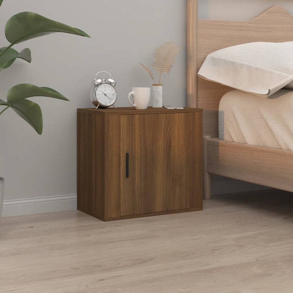 vidaXL Wall-Mounted Bedside Table Brown Oak Look 50x30x47 cm