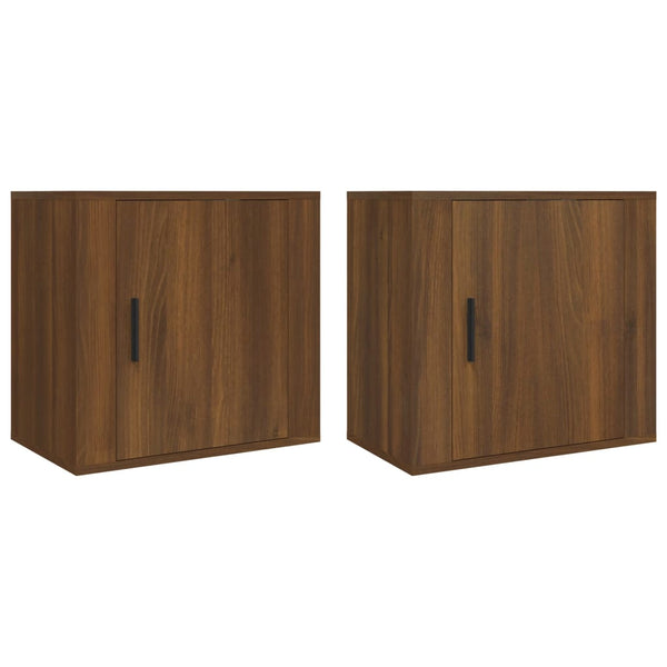 Wand-Nachttische 2er Set Braun Eichenoptik