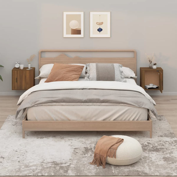 Wand-Nachttische 2er Set Braun Eichenoptik