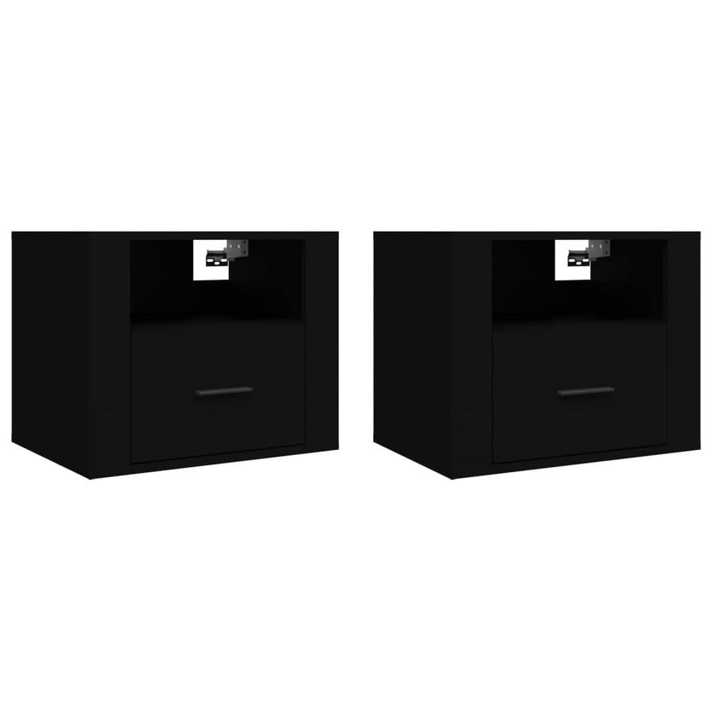 Wand-Nachttische Schwarz, 2er-Set