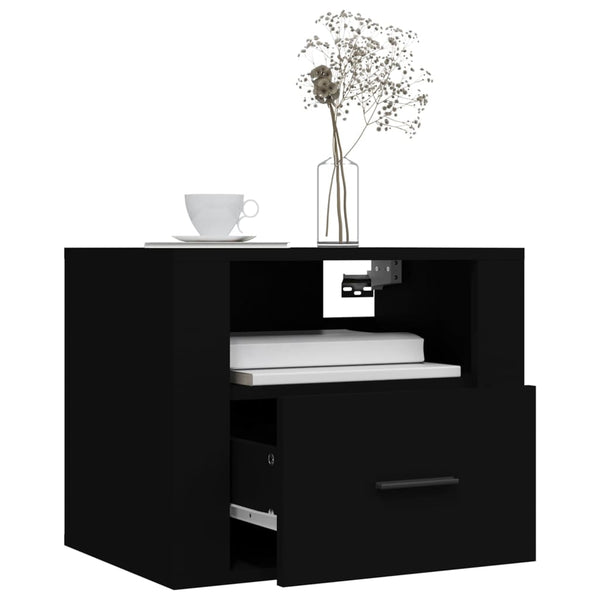Wand-Nachttische Schwarz, 2er-Set