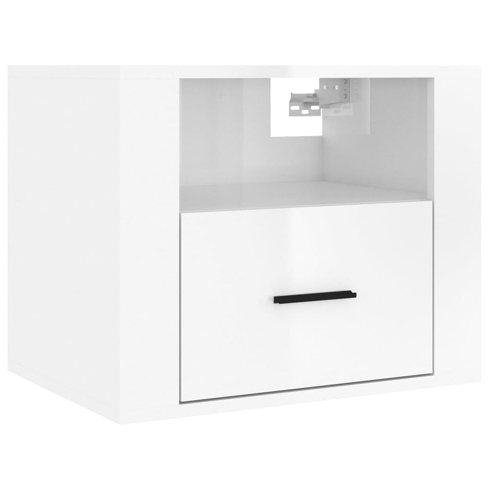 vidaXL Wall-Mounted Nightstand High Gloss White 50x36x40 cm