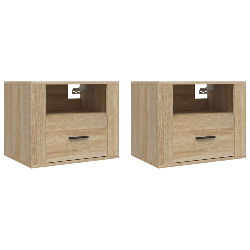 vidaXL Wall-Mounted Nightstands 2 pcs Sonoma Oak 50x36x40 cm