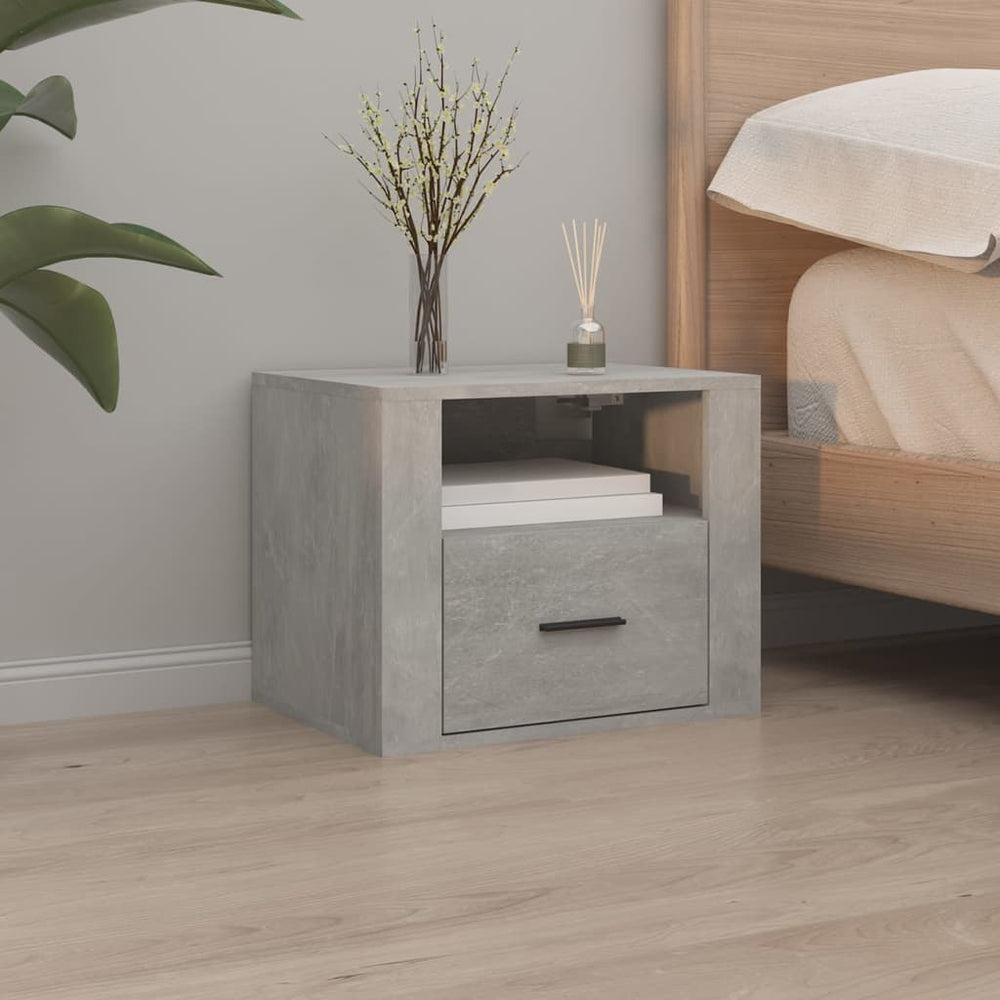 vidaXL Wall-Mounted Nightstand Concrete Gray 50x36x40 cm