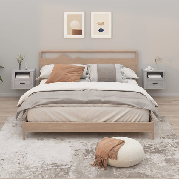 Wand-Nachttische Grau Sonoma, 2er-Set