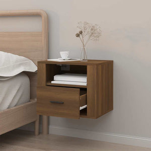 Wand-Nachttisch Braun Eichenoptik 50 cm