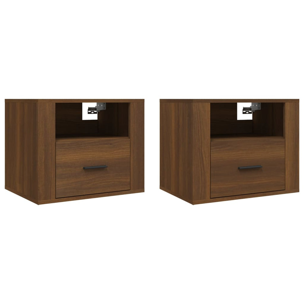 Wand-Nachttische 2er Set Braun Eichenoptik