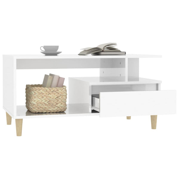 Couchtisch Hochglanz Weiß 90x49 cm