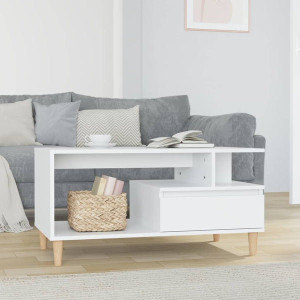 Couchtisch Hochglanz Weiß 90x49 cm