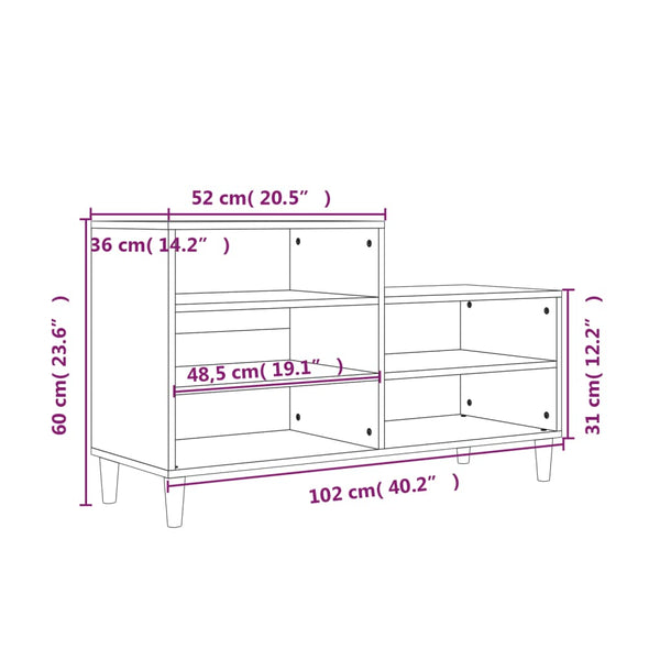 Schuhregal Räuchereiche 102 cm
