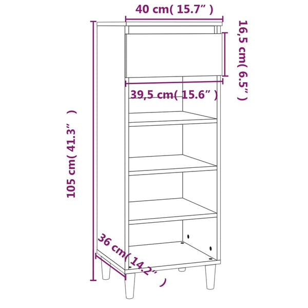 Schuhschrank Braun Eichen-Optik 40x36x105 cm