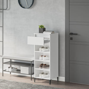 Weißes Schuhregal mit Schublade 40x105 cm