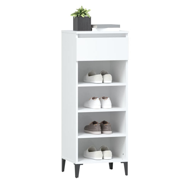 Weißes Schuhregal mit Schublade 40x105 cm