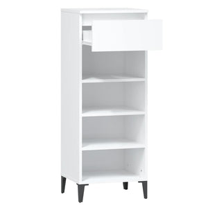Weißes Schuhregal mit Schublade 40x105 cm