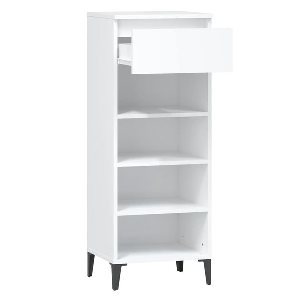 Weißes Schuhregal mit Schublade 40x105 cm