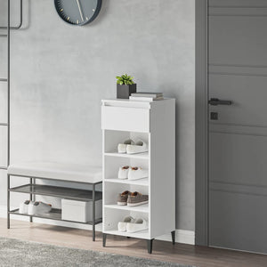 Weißes Schuhregal mit Schublade 40x105 cm