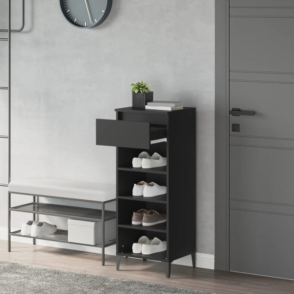 Schuhregal Schwarz Holzwerkstoff 40x36x105 cm