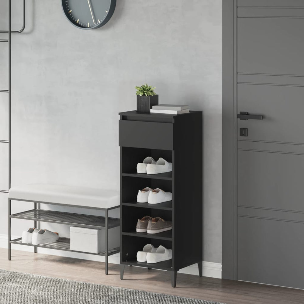 Schuhregal Schwarz Holzwerkstoff 40x36x105 cm