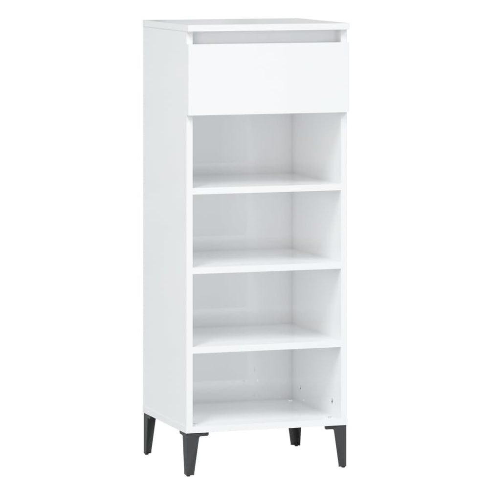 Hochglanz Schuhregal Weiß 40x36x105 cm