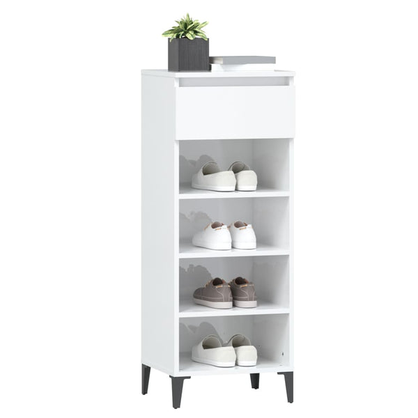 Hochglanz Schuhregal Weiß 40x36x105 cm