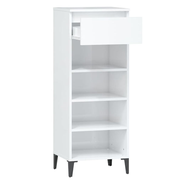 Hochglanz Schuhregal Weiß 40x36x105 cm