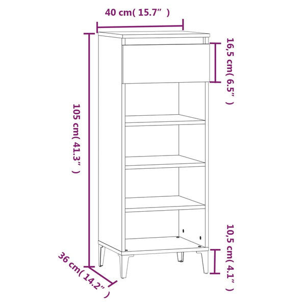 Schuhregal Räuchereiche Holz 40x36x105 cm