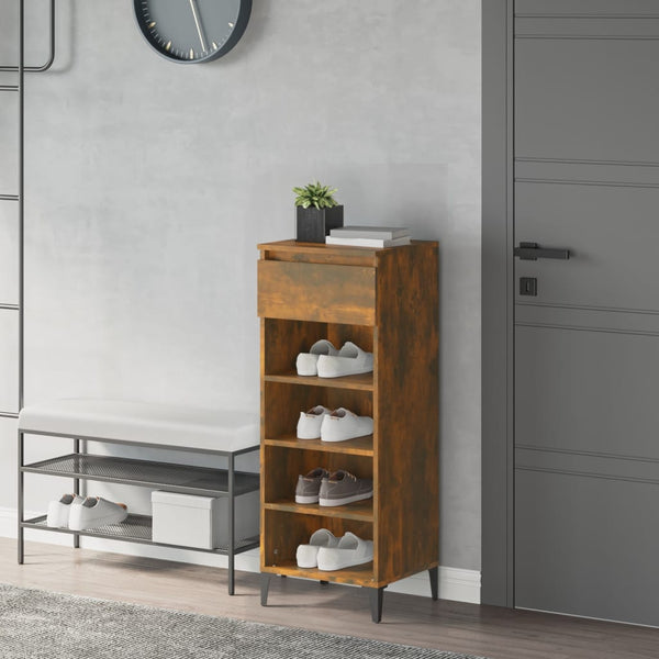 Schuhregal Räuchereiche Holz 40x36x105 cm