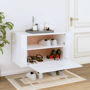 Wand Schuhschrank Weiß Hochglanz 70x35x38cm