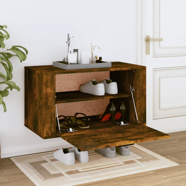 Wand-Schuhschrank Räuchereiche Massivholz