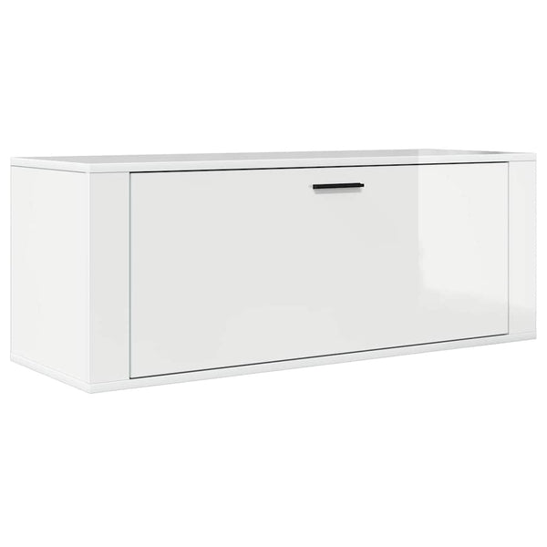 Wand-Schuhschrank Hochglanz Weiß 100cm
