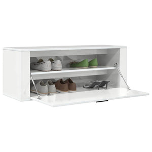 Wand-Schuhschrank Hochglanz Weiß 100cm