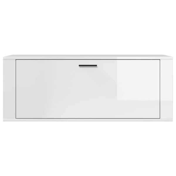 Wand-Schuhschrank Hochglanz Weiß 100cm