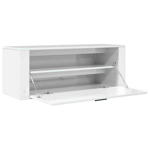 Wand-Schuhschrank Hochglanz Weiß 100cm
