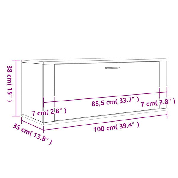 Wand-Schuhschrank Hochglanz Weiß 100cm