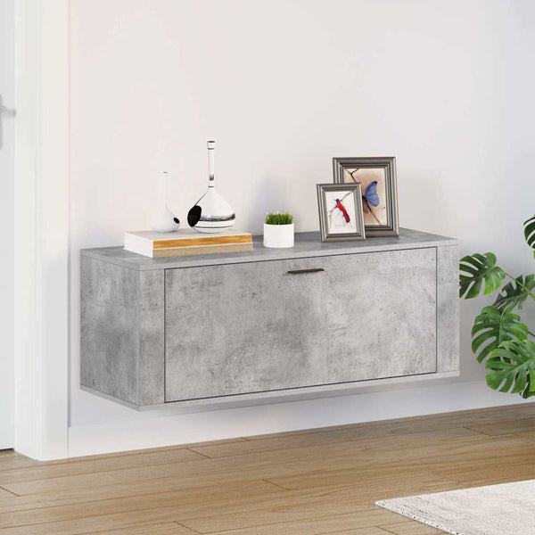 Wand-Schuhschrank Betongrau 100 cm