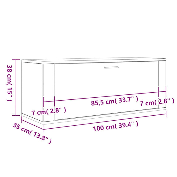 Wand-Schuhschrank Räuchereiche 100 cm