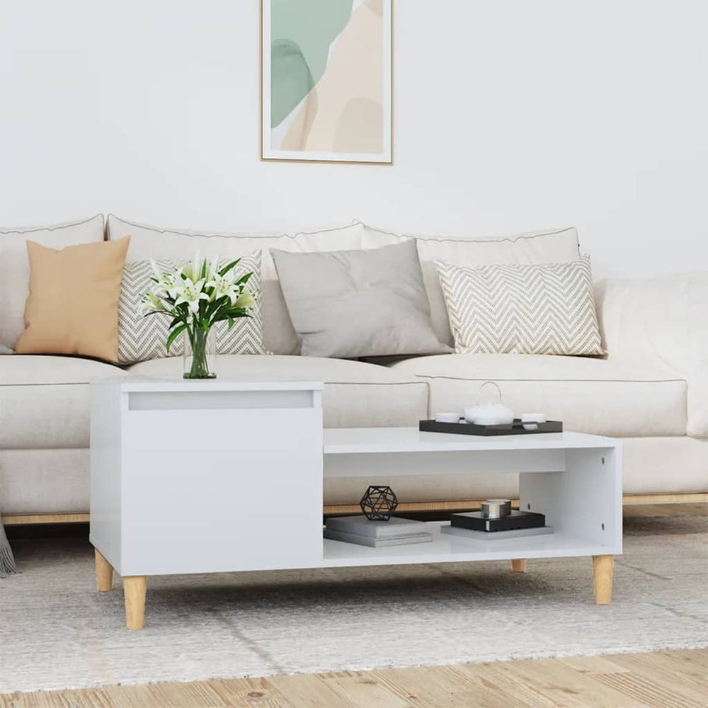 vidaXL Coffee Table High-Gloss White 100x50x45 cm Engineered Wood