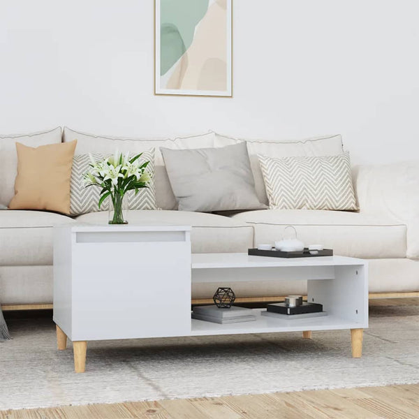 Couchtisch Hochglanz Weiß 100x50 cm