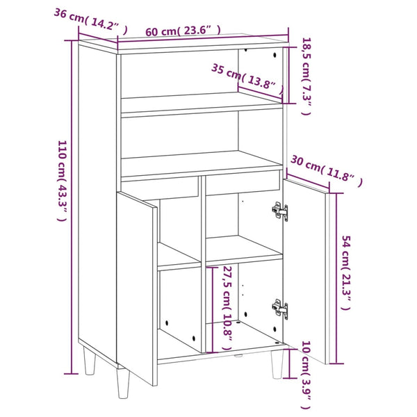 Schwarzes Highboard 60x36x110 cm