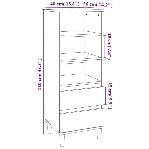 Hochglanz Highboard Weiß 40x36x110 cm