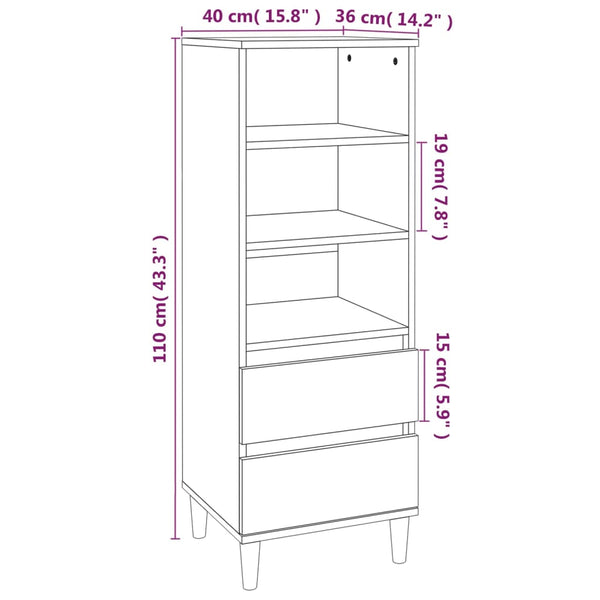 Highboard Braun Eichenoptik 40x36x110 cm