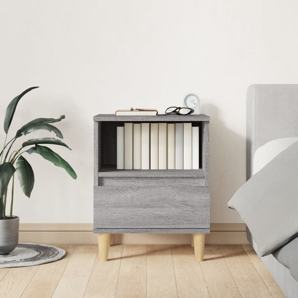 vidaXL Sonoma Grey Nightstand 40x35x50 cm
