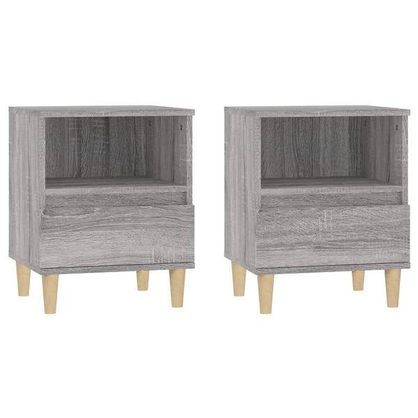 Nachttische 2er Set Grau Sonoma 40x35x50 cm