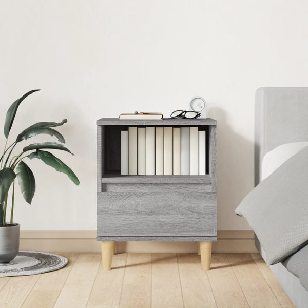 Nachttische 2er Set Grau Sonoma 40x35x50 cm